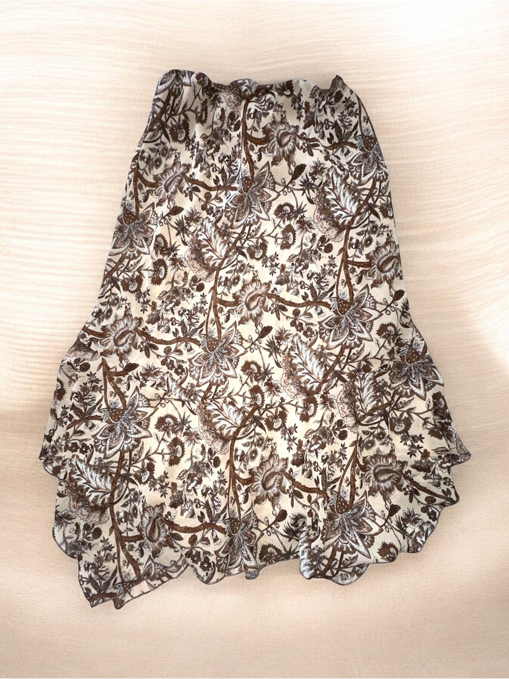 Floral Boho Women's Skirt Ruffle Hem